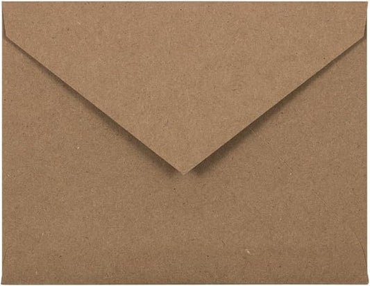 JAM PAPER A2 V-Flap Premium Invitation Envelopes - 4 3/8 x 5 3/4 - Brown Kraft Paper Bag - 25/Pack