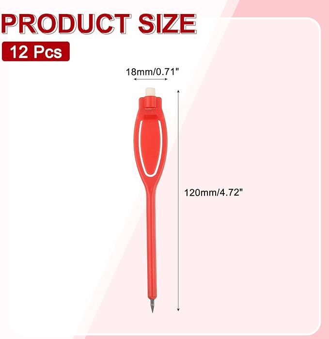 PATIKIL 2H Pencils, 12 Pack Golf Scoring Pencils with Eraser Mechanical Plastic Bulk for Sport Games Meeting Office, Red