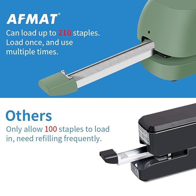AFMAT ES06 Electric Stapler for Desk, Automatic Stapler Desktop, 25-Sheet Office Staplers Electric, AC or Battery Powered Staplers Heavy Duty Office Use, with Reload Reminder & Release Button