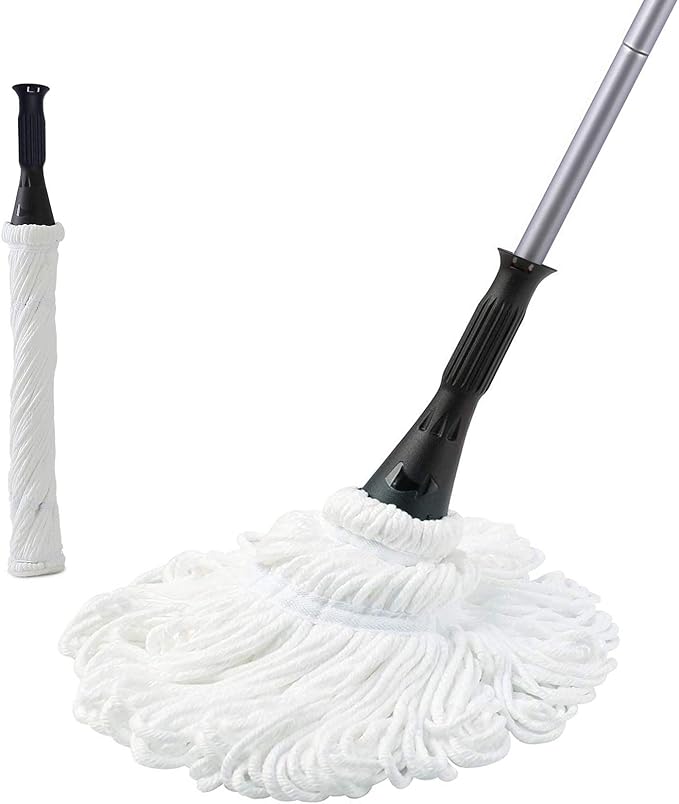Eyliden Mop with 2 Reusable Heads, Easy Wringing Twist Mop, with 57.5 inch Long Handle, Wet Mops for Floor Cleaning, Commercial Household Clean Hardwood, Vinyl, Tile, and More