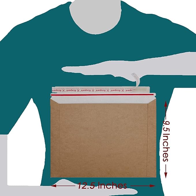 25 Pack Brown Kraft Rigid Mailers, 9.5x12.5 inches Self Seal Photo Document Mailers Premium Cardboard Keep Flat Envelopes for Photos, Pictures, Papers, Files, CD