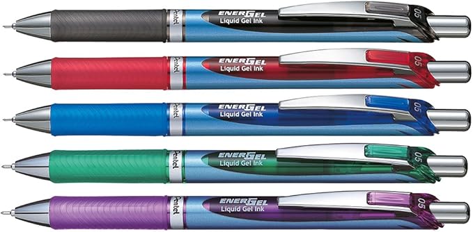 Pentel Gel Pen, Retraable/Refillable, Needle Tip, .5mm, VT/VT Ink (PENBLN75V)
