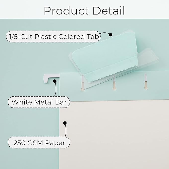 Y YOMA 6 Pack Colored Hanging File Folders Letter Size Decorative Hanging Folder Cute Pretty File Folder for Filing Cabinet Drawer Office Home with 1/5-Cut Adjustable Tabs, 3 Selected Fashion Color