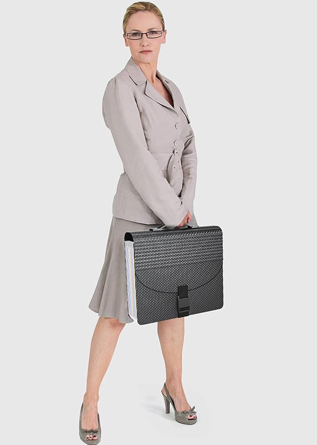 25 Pockets Expanding File Folders,Accordion File Organizer with Handle,Portable Filing Box,Expandable File Folder,Adjustable Support Strap,Colored Tabs.Papers Bills Documents Organizer,A4/Letter Size