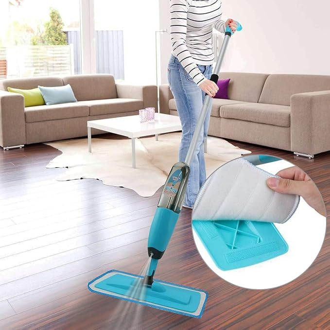 HZSOOCH 10 Pack 18 Inch Spray Mop Replacement Heads for Wet/Dry Mops, Reusable Microfiber Mop Pads Compatible with Bona Floor Care System - Blue