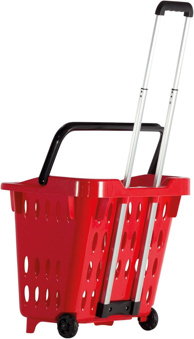 dbest products GoCart, Red Grocery Cart Shopping Laundry Basket on Wheels