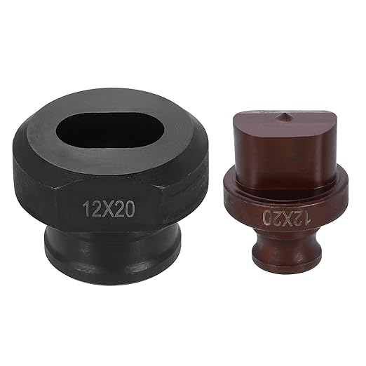 HARFINGTON Hydraulic Hole Punch Die 12x20mm Oval Hole 40Cr Steel Electric Punching Kit for MHP-20 JP-20 Electric Punching Machine, Burgundy & Black