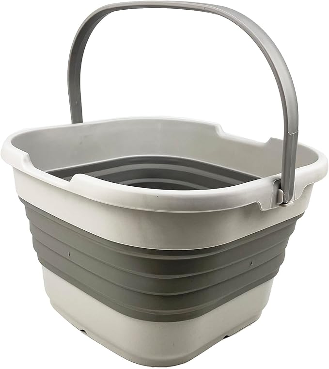 SAMMART 9.5L (2.5 Gallon) Collapsible Rectangular Handy Basket/Bucket (Grey)