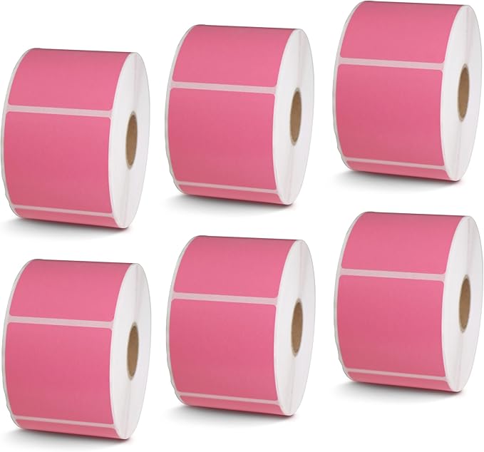 BETCKEY - 2" x 2" Square Labels Compatible with Zebra & Rollo Label Printer,Premium Adhesive & Perforated[Pink, 6 Rolls, 4500 Labels]