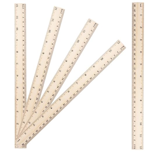 5Pcs 12 Inches Wooden Ruler - 2 Scale Measuring Rulers with Centimeters & Inches for Adults Students Supplies - 30 cm Drafting Tools for Home Office School
