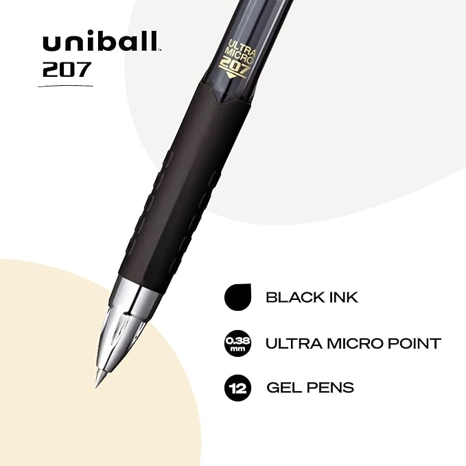 uniball 207 Signo Gel Ultra Micro Gel Pen, Retractable, Extra-Fine 0.38 Mm, Black Ink, Smoke Barrel