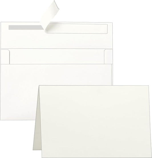 100 packs Cream Note Cards and Envelopes 4 x 6 Heavyweight Folded Off White Cardstock and A4 Envelopes Printable Self Seal for Wedding Invitations, Festival Blessing, Graduations