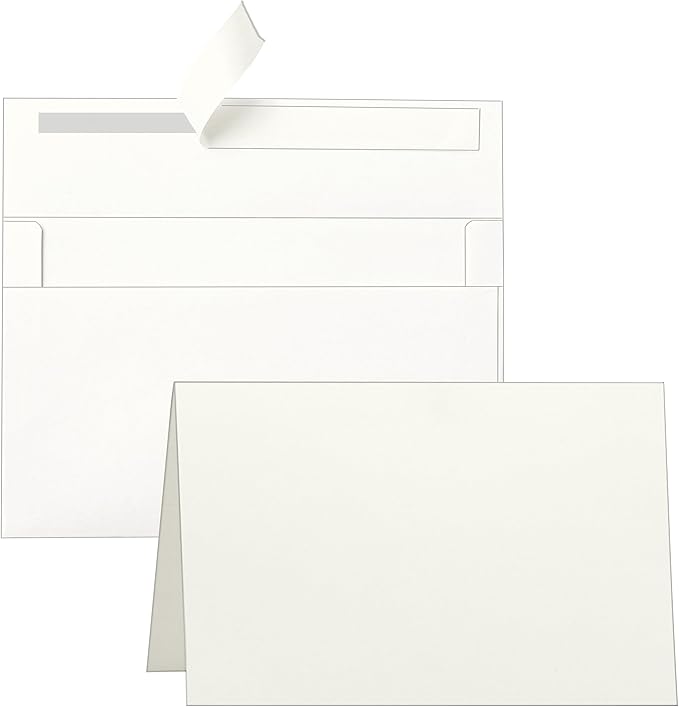 Cream Greeting Cards and Envelopes 4 x 6 Printable 300GSM Folded Off White Cardstock and A4 Envelopes Self Seal 20 packs for Wedding Invitations, Birthday, Mailing, Graduations