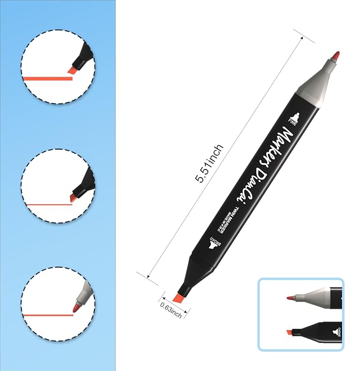 wyewye Alcohol Markers set 48 colors,Dual Tip Art Marker Permanent Alcohol Pen for Kids,Drawing Art Markers for Adults, Painting Marker for Drawing Journal Note Doodle,Sketch Pen for Artists