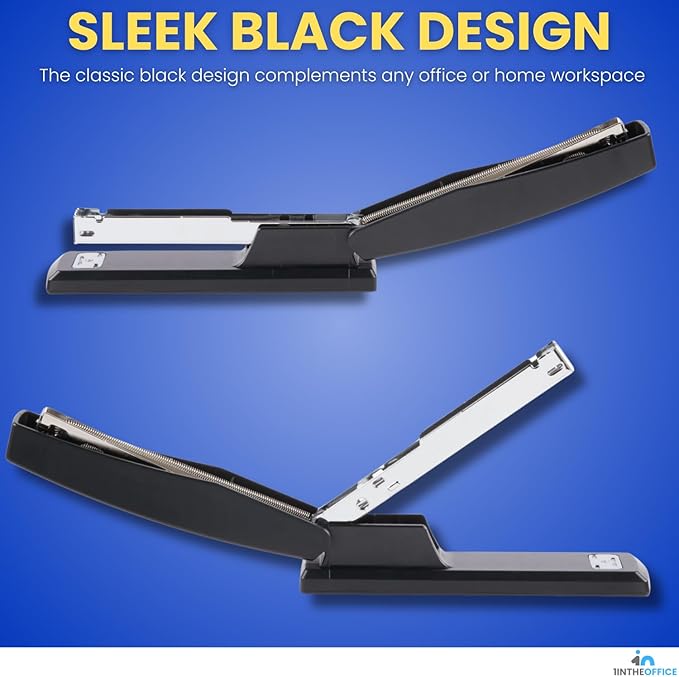 1InTheOffice Staplers for Desk, Heavy Duty Desk Stapler, Full Strip, 20-Sheet Capacity, Black, 4-Pack