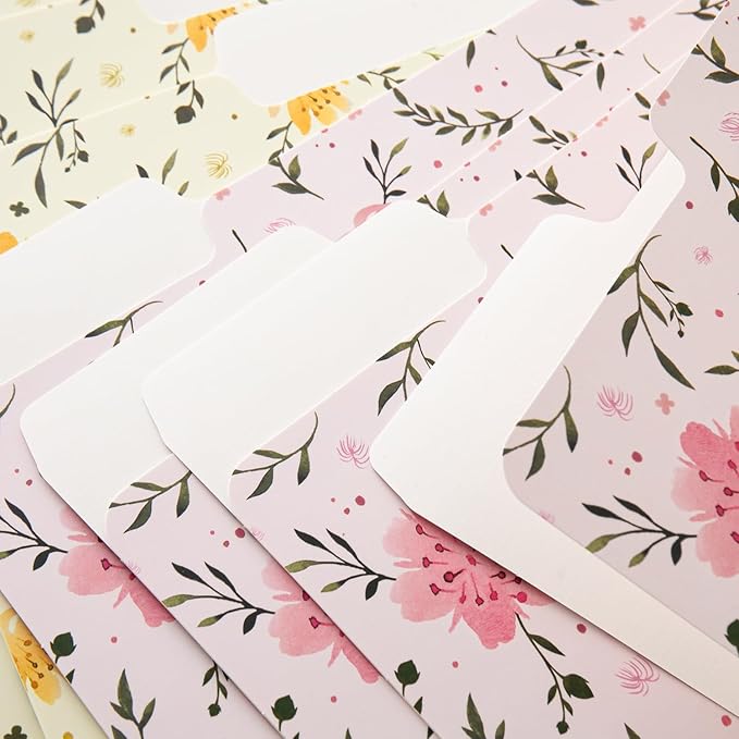 Y YOMA 12 Pack Decorative File Folders Letter Size File Folder with 1/3-Cut Tab Cute Pretty Colored Heavyweight Filing Folder File Organizers for Office School Home Desktop, Flower Design