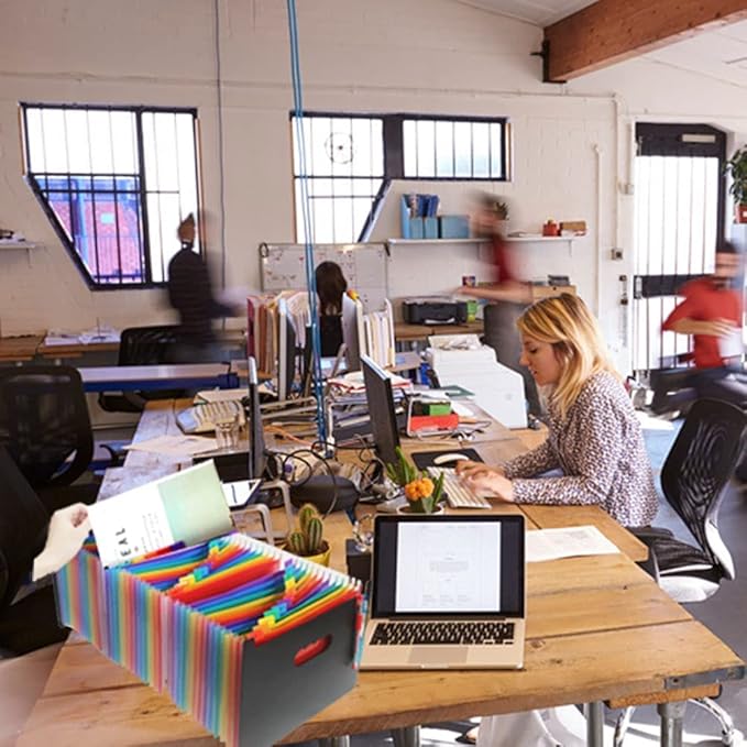 YXQ 36 Pockets Expanding File Folder, Large Capacity Portable Document Organizer A4 Letter Size Multicolored Accordion Filing Box for Office & Scool & Home