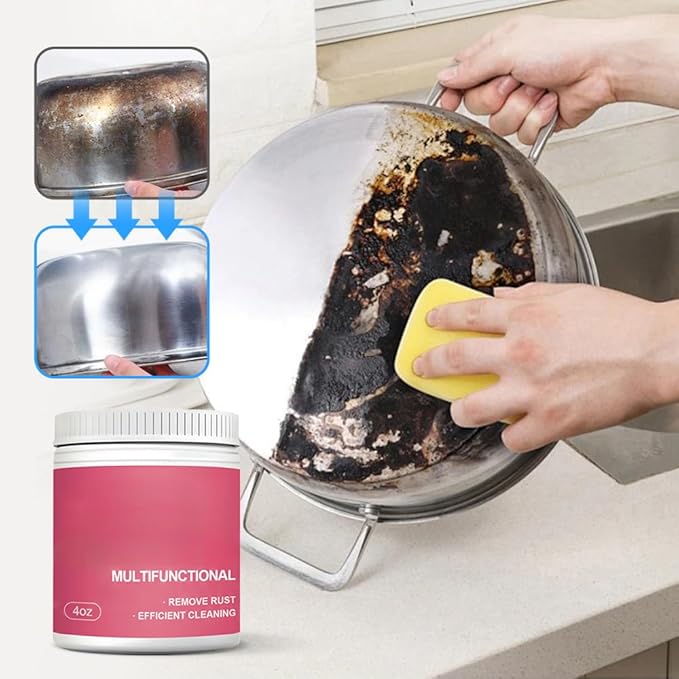 All-Purpose Household Cleaners Set with Spone & Cleaning Cloth, Strong Power Multi-Purpose Cleaning Paste for Removeing Oil Stains, Effective Cooktop Cleaner for Kitchen Utensils Polishing