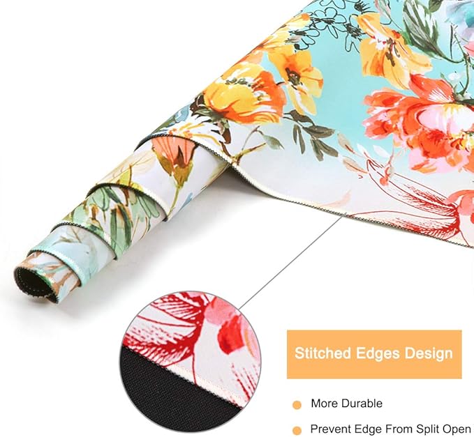 HAOCOO Floral Desk Pad Mat, Computer Desk Matt for Desktop, Large Mouse Pad for Desk, XXL Gaming Mousepad with Non-Slip Base, Waterproof Laptop Keyboard Mat for Office Laptop Women