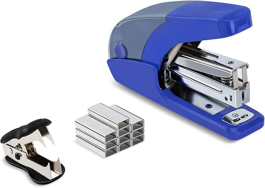PAPERPAL Effortless Standard Stapler Set, 20 Sheet Capacity, Half Strip with Built-in Staples Storage, Includes 1000 pcs 1/4“ Staples & A Staple Remover, for Office, School & Personal Use, Dark Blue