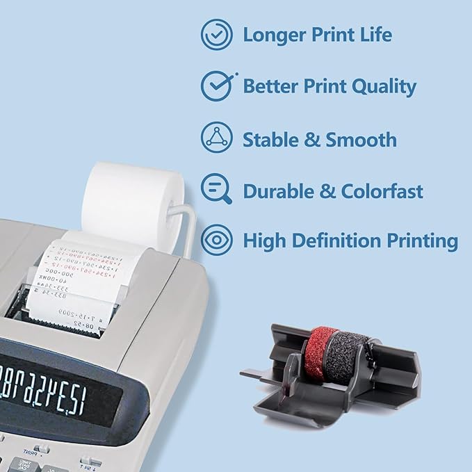 5 Pack IR40T IR-40T Compatible with Calculator Ink Roller Ribbon Replacement for CP-13 MP-12D Sharp EL-1750V P23-dhv CP13 EL-1801V HR-100TM HR-170RC Printer, Black and Red