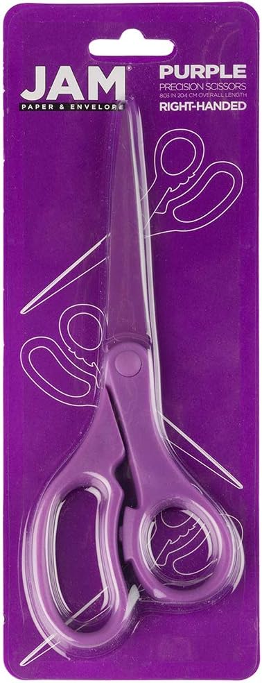 JAM PAPER Multi-Purpose Precision Scissors - 8 Inch - Purple - Ergonomic Handle & Stainless Steel Blades - Sold Individually