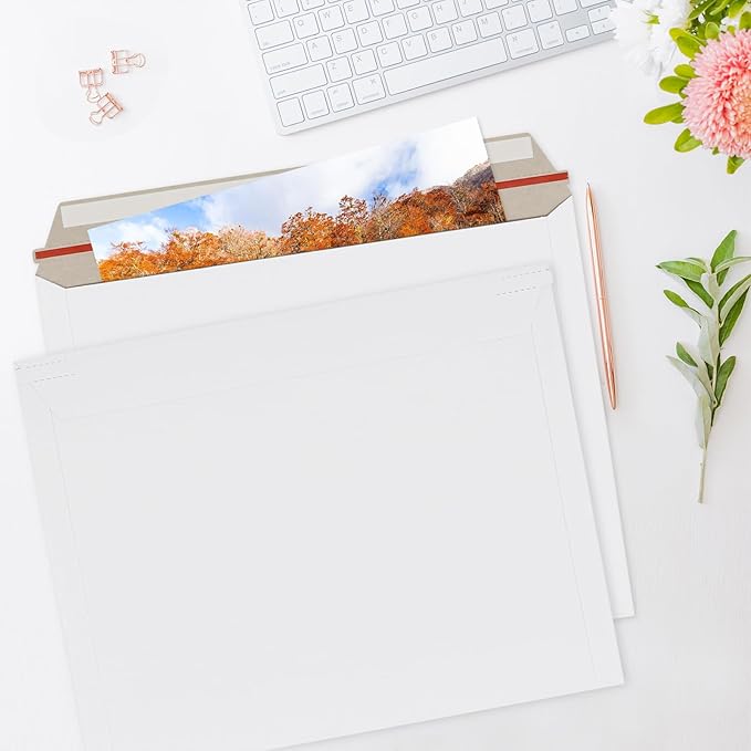 50 Pack 11x14 inch White Rigid Mailer, Self Seal Photo Document Mailers, Stay Flat White Cardboard Envelopes Photography Mailers for Papers,Photos, Document