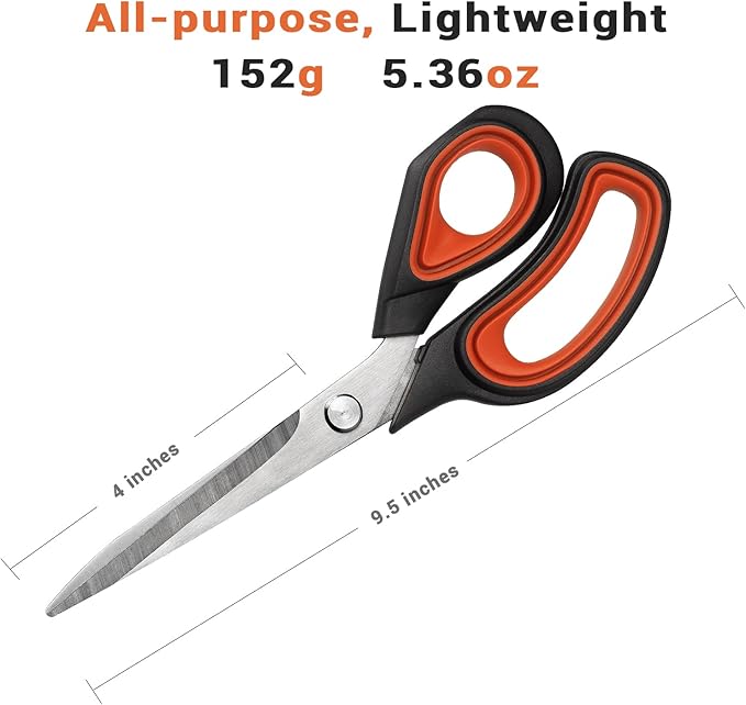 Premium Tailor Scissors Heavy Duty Multi-Purpose Titanium Scissors Professional for Leather Cutting Industrial Sharp Sewing Shears, Red