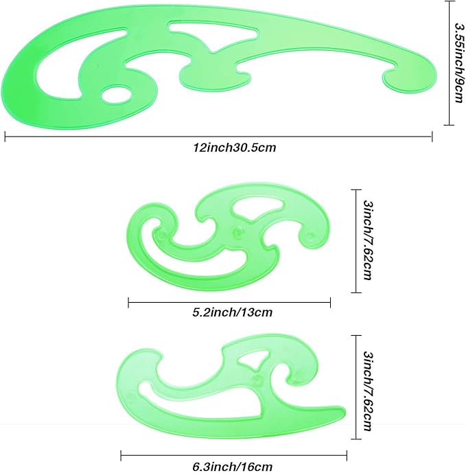 6 Pieces Plastic French Curve Ruler Multi-Function Comic Template Tool Set for Drafting Drawing Template, 6 Assorted Sizes