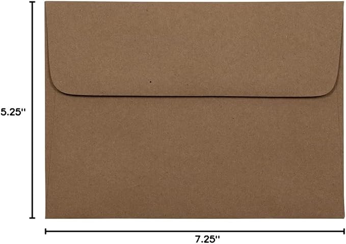 JAM PAPER A7 Premium Invitation Envelopes - 5 1/4 x 7 1/4 - Brown Kraft Paper Bag - Bulk 250/Box