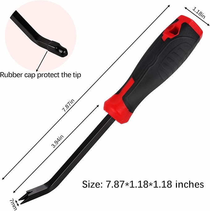 Heavy Duty Staple Remover Tool Upholstery Stapler Puller Lifter Staple Extractor Tack Puller for Removing Staples for Carpets Wood Flooring Furniture (Black-Red)