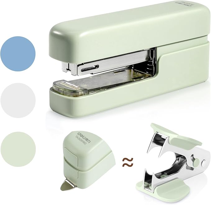 deli Stapler, Desktop Staplers with Integrated Staple Remover, 40 Sheet Capacity Office Stapler, Green