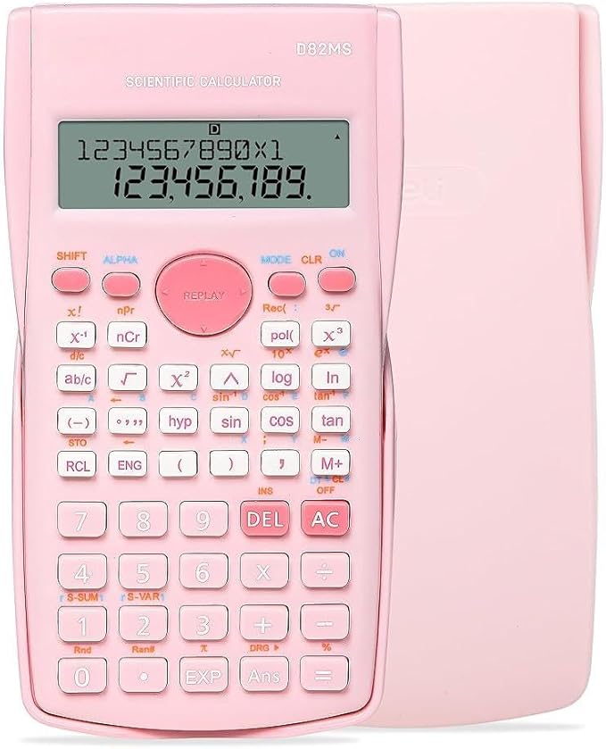 Pink Scientific Calculator, Cute 2-Line Math Calculator for Students, Algebra Geometry Calculator for Middle School, High School & College Supplies