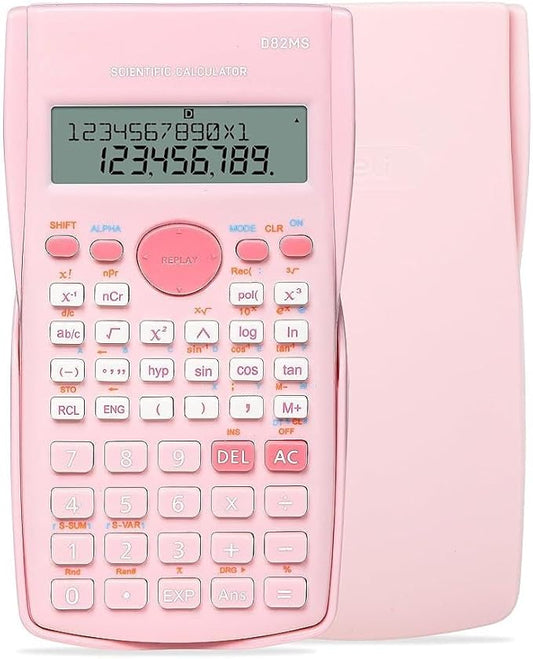 Pink Scientific Calculator, Cute 2-Line Math Calculator for Students, Algebra Geometry Calculator for Middle School, High School & College Supplies
