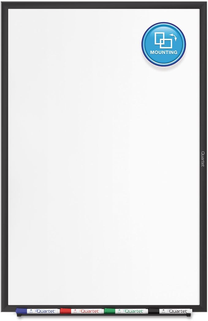 Quartet Magnetic Dry Erase White Board, 48"W x 36"H Whiteboard, Nano-Clean Surface Resists Ink Stains, Black Aluminum Frame (SM534B)