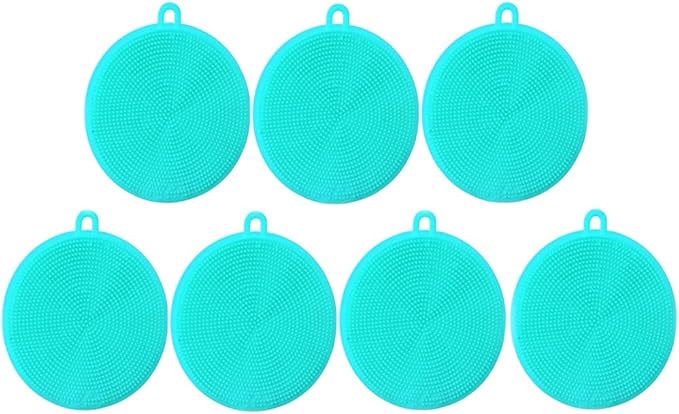 7 PCS Silicone Dish Scrubber, Kitchen Sponges, Silicone Sponge,Dish Brush, Dish sponges, Silicone Sponge Dish Sponges, Kitchen Sponge Double Sided Cleaning Sponges (blue)