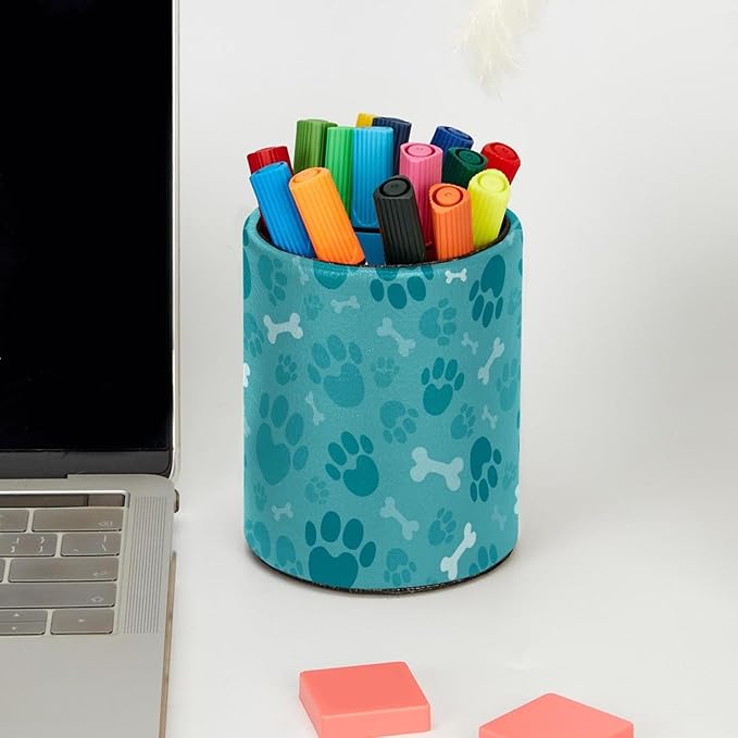 Dog Footprints Pen Holder Stand Cup Pencil Holder Organizer Makeup Brush Holders for Home Office Desk