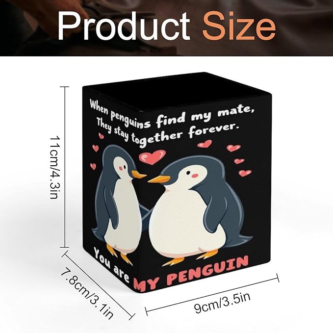 Women's Fashion Pencil Pen Holder Cup, Waterproof Office Supplies, Waterproof Multifunctional Office Supplies You Are My Penguin