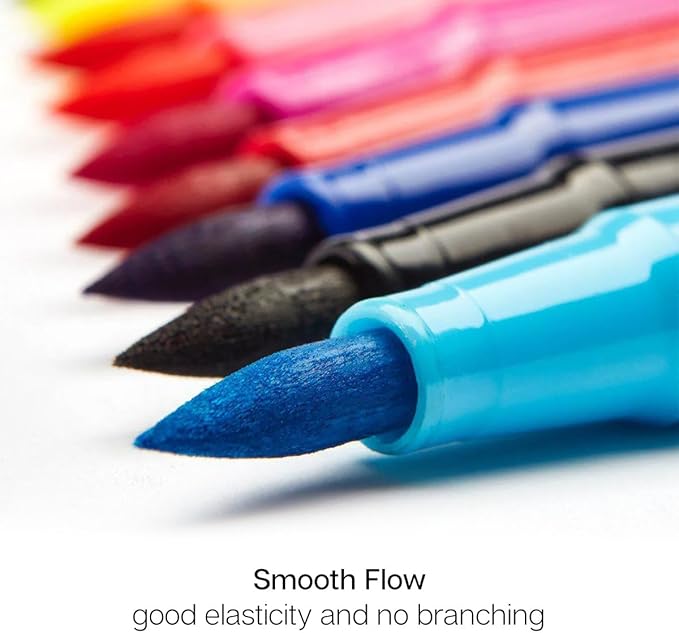KINGART 36 Watercolor Brush Markers Set: Flexible Tip Pens for Coloring Books, Calligraphy, Doodling, Manga & Painting