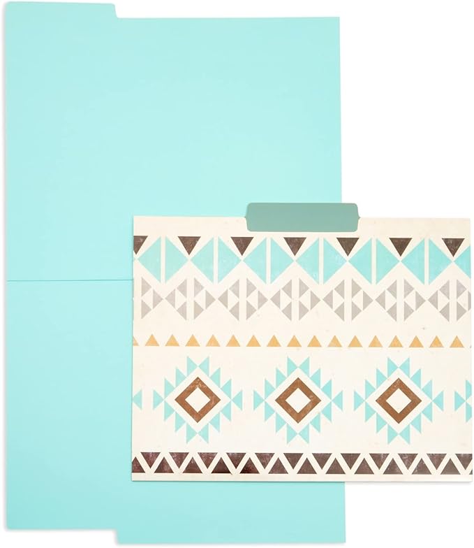 12 Pack Boho-Themed Decorative File Folders, 1/3 Cut Tab, Cute Office Supplies for Women (9.5 x 11.5 in)