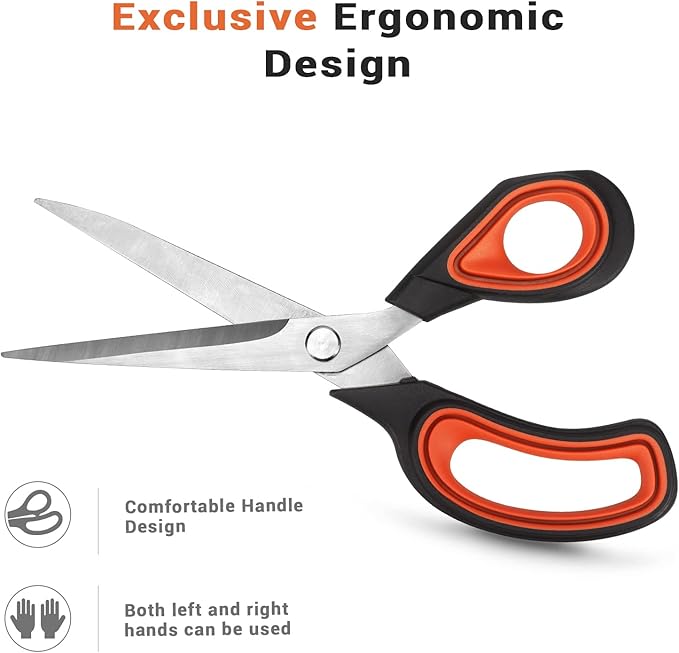 Premium Tailor Scissors Heavy Duty Multi-Purpose Titanium Scissors Professional for Leather Cutting Industrial Sharp Sewing Shears, Red