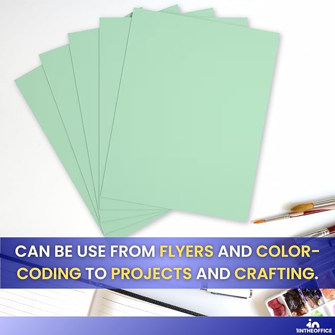 1InTheOffice Green Copy Paper, Printer Paper, Colored Copy Paper, 20 lbs., 8.5" x 11", 20 lbs., 500 Pack