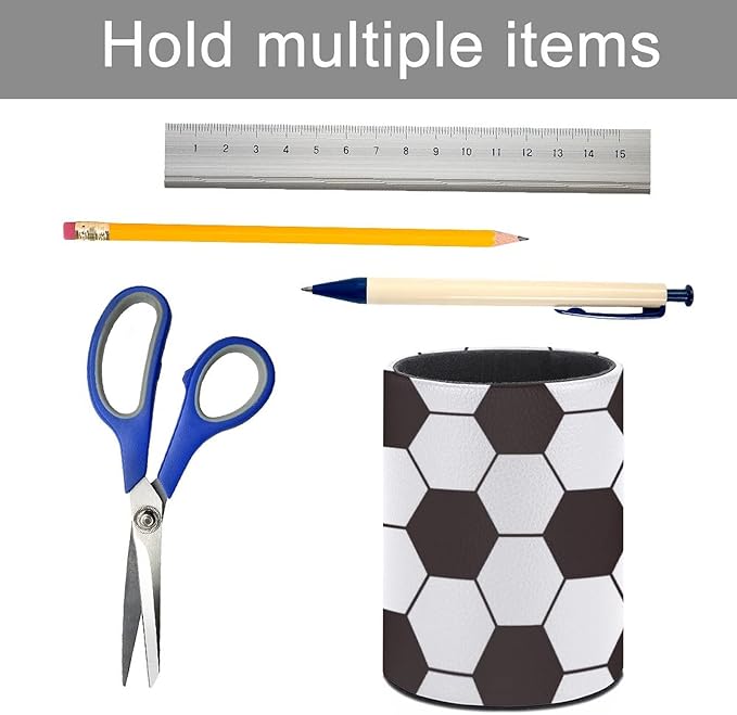 Soccer Ball Pen Holder Pencil Organizer Cute Pencil Cup Desk Decor Makeup Brush Holder Dice Cup PU Multifunctional Office Suppliesfor Home Classroom School