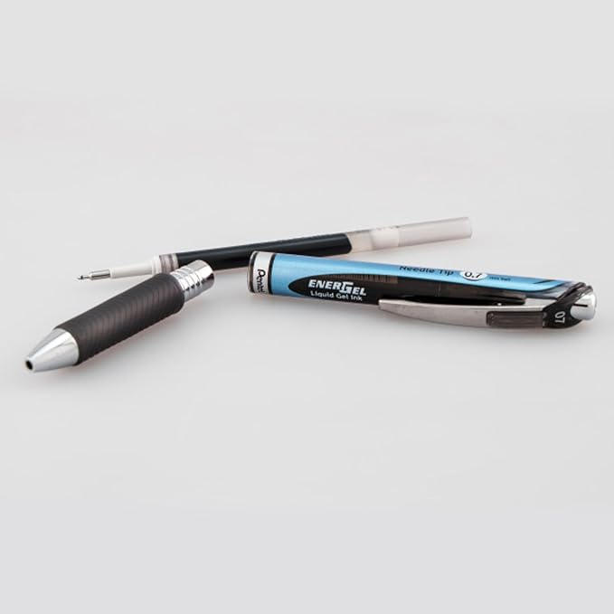 Pentel EnerGel RTX Retractable Premium Liquid Gel Pen, (0.7mm) Needle Tip, Ultra Smooth, Medium Line, Black Ink 10 Pack