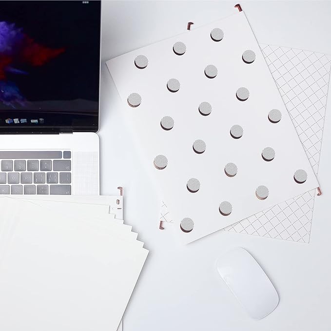 Y YOMA 6 Pack Rose Gold Hanging File Folders Letter Size Decorative File Folder Cute Pretty Hanging Folder Organizer for Filing Cabinet Office Home with 1/5-Cut Adjustable Tabs, 3 Gold Foil Design