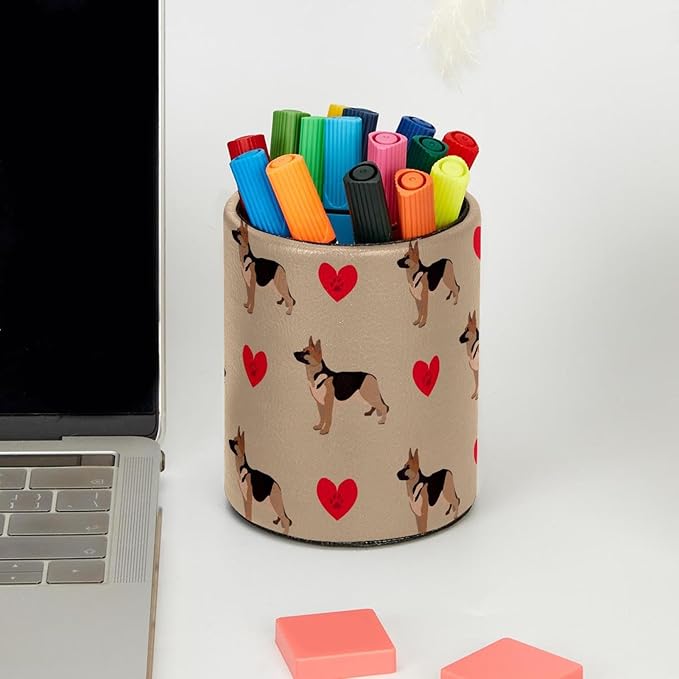 dog and heart Pencil Holder, Pencil Cup for Desk, Makeup Brush Holder Cup for Kids Desk Organizer for Office, Classroom, Home