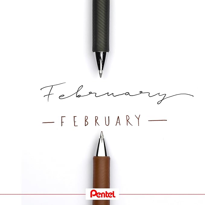 Pentel EnerGel RTX Retractable Liquid Gel Pen, (0.7mm) Metal Tip, Medium Line, Brown Ink, 12 pack (BL77-E)