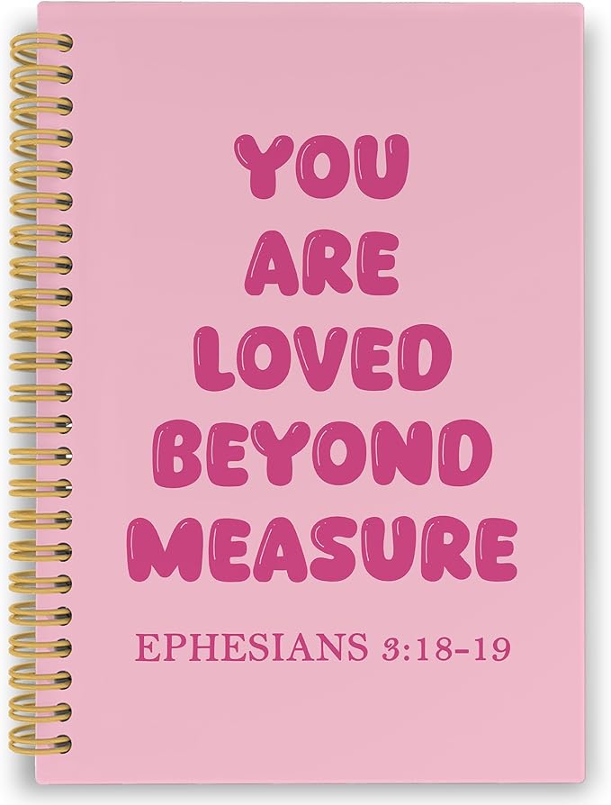 Pink Christian Spiral Notebook, Inspirational Religious Journaling Notebooks for Office School, Preppy Girly Hardcover Journals Gifts for Teen Girls Women Kids, 160 Pages 5.5 x 8.3 Inch