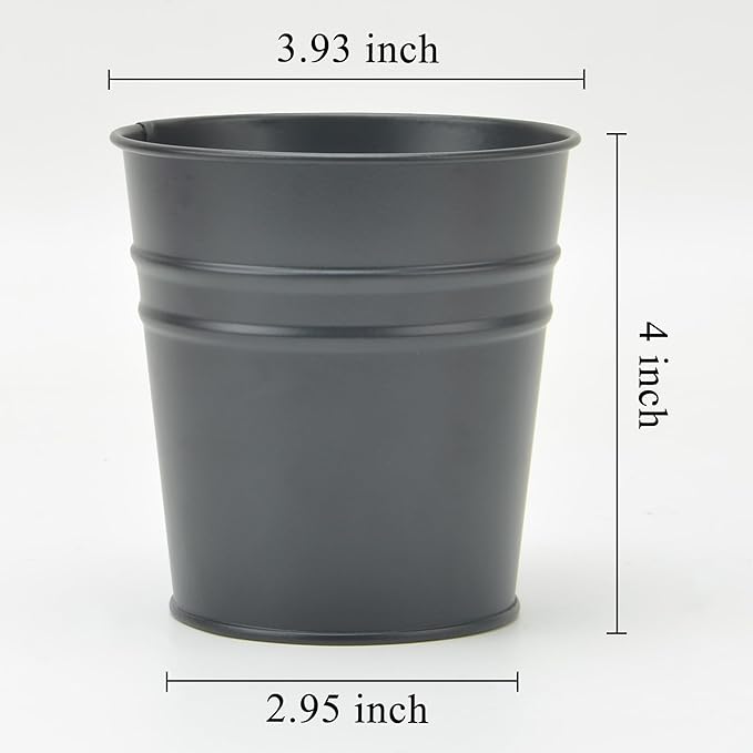 Pen Holder Cup For Desk Pencil Holder Metal Marker Pen Organizer Storage Small Tinplate Flower Pot Succulent Bucket Planters for Office Home - 2 Pack (Black)