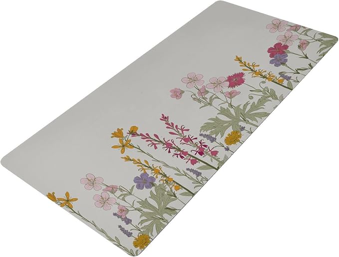 Mouse Pad Desk Mat Leather Desk Pad Large Gaming Desk Cover Protector Mat for Keyboard Computer Laptop Office Waterproof 47.2 x 23.6 Inch Simple Flowers Beige